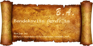 Bendekovits Agnéta névjegykártya